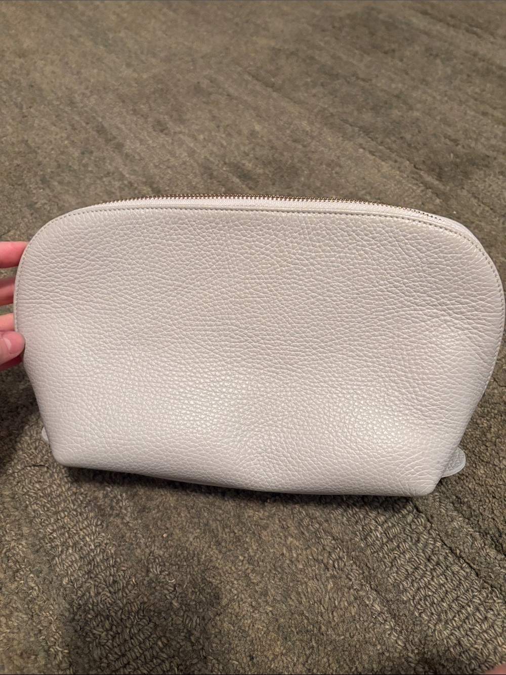 Cuyana pebbled leather travel case gray